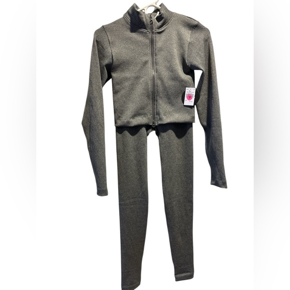 Fct two piece grey leggings and mock neck long sleeve zip up jacket NWT - Picture 1 of 8